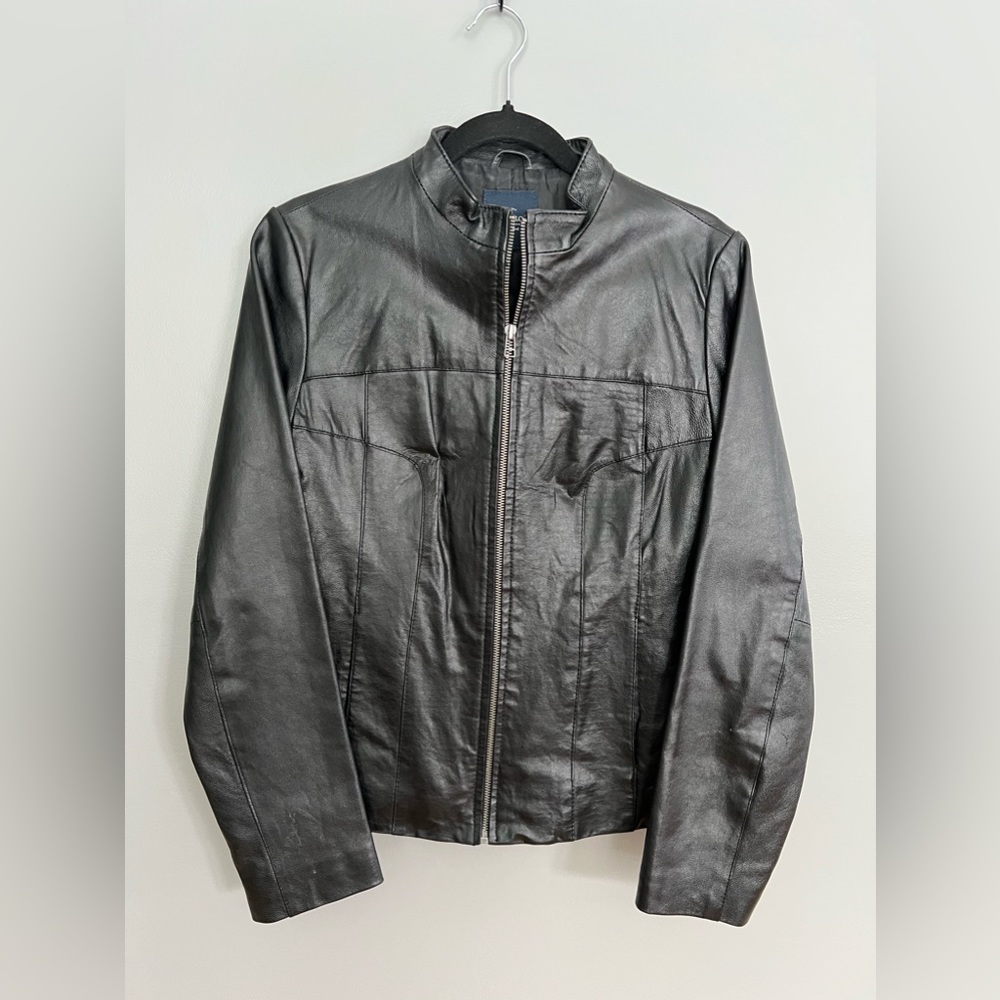 Leather Black Moto Jacket - Faded Glory